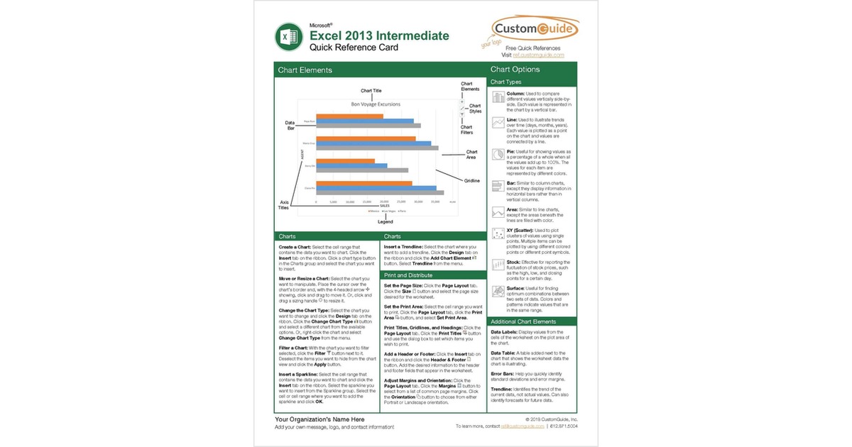 Microsoft Excel 2013 Intermediate - Quick Reference Guide