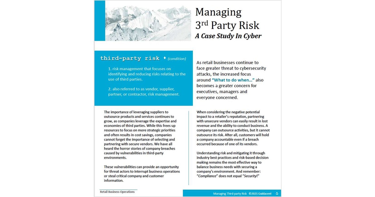 Managing 3rd Party Risk For Retail Business Operations