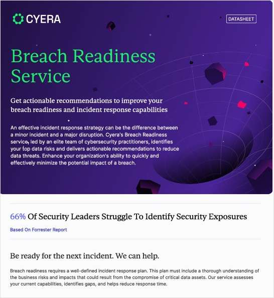 Data Sheet: Cyera Breach Readiness | Service Datasheet