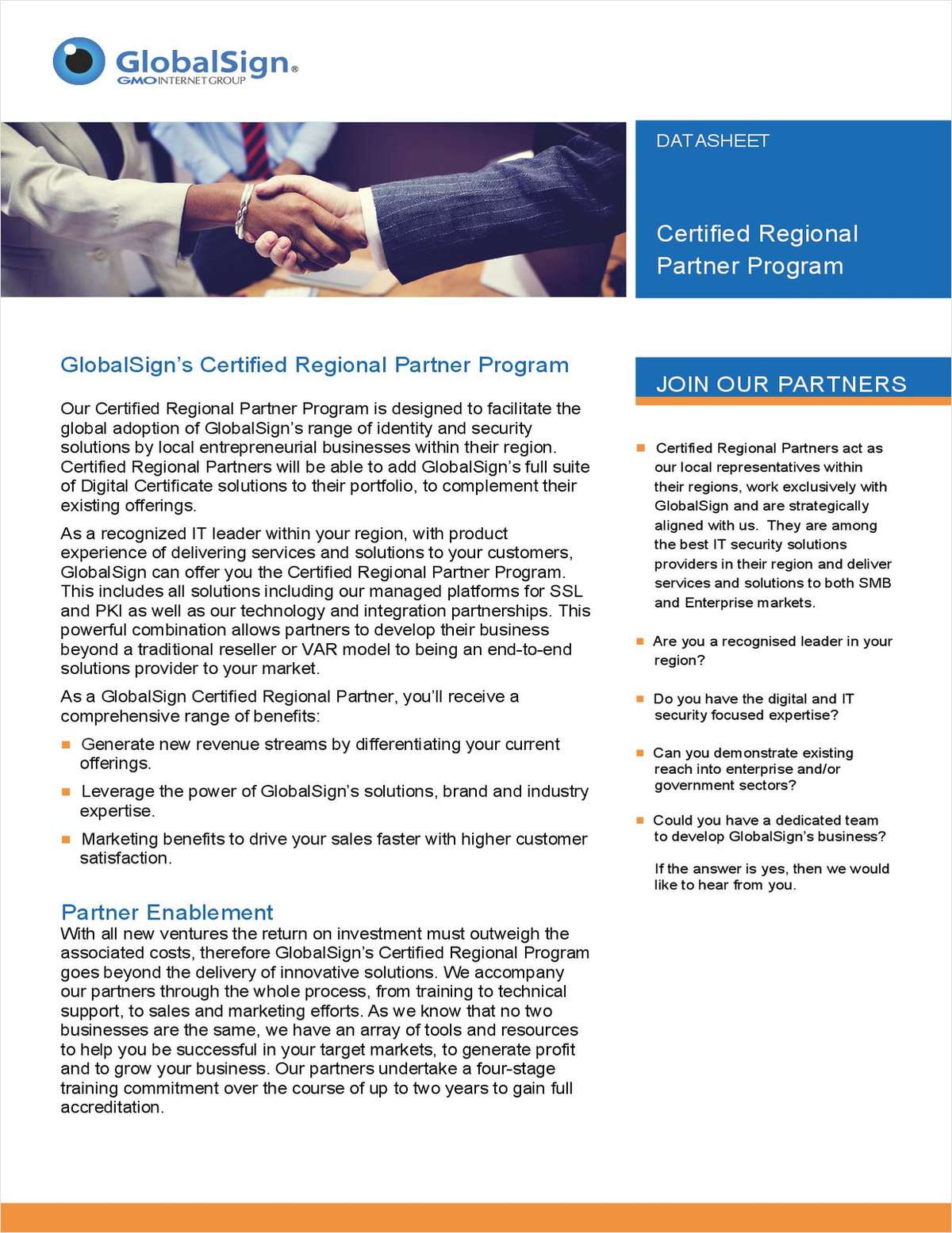 GlobalSign's Certified Regional Partner Program Datasheet