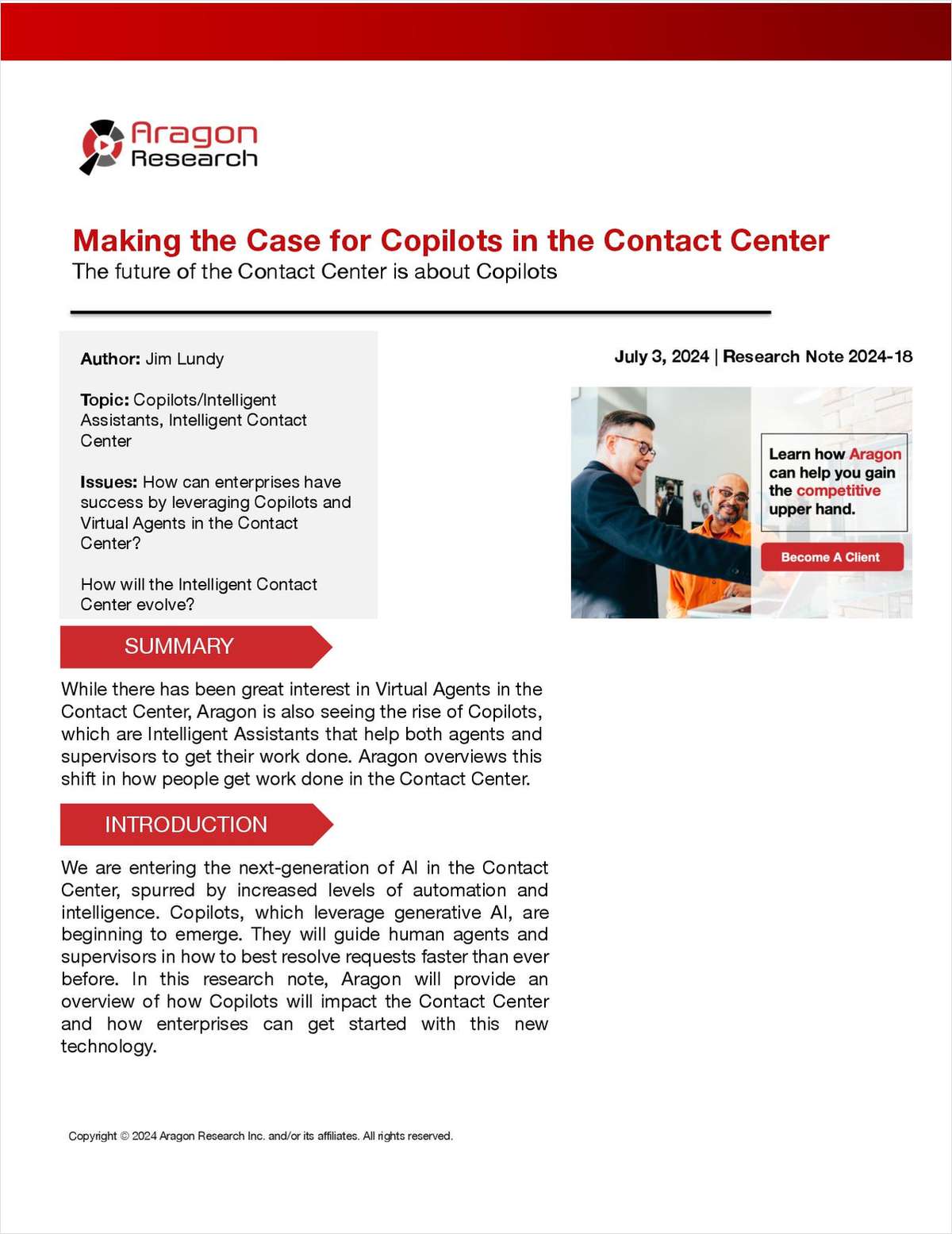 The Case for Copilots in the Contact Center