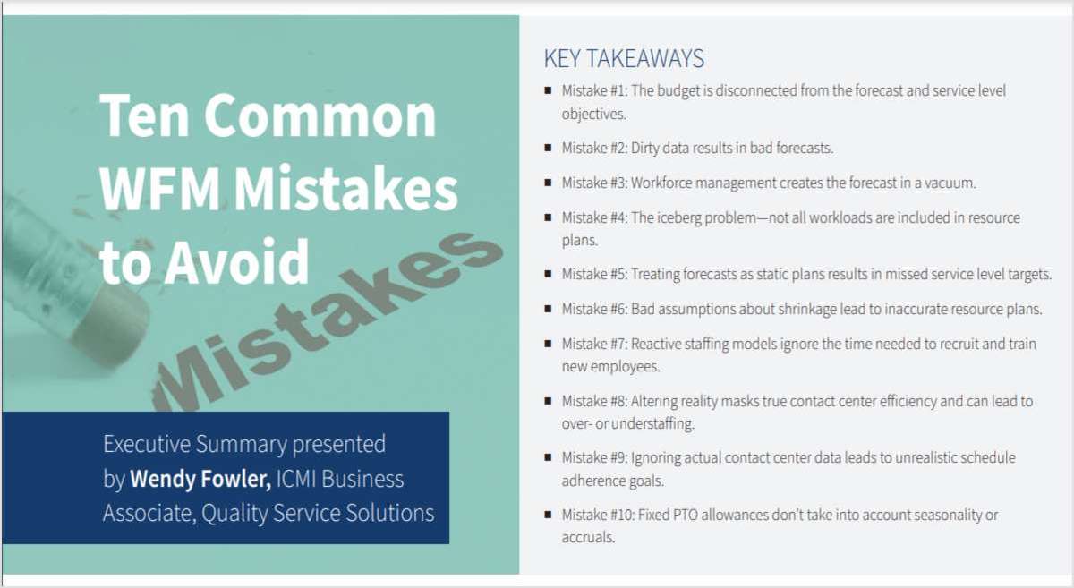 Ten Common WFM Mistakes to Avoid