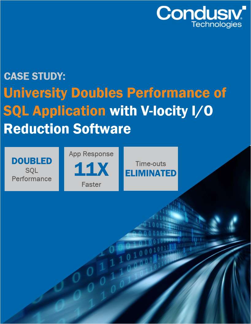 University Doubles Performance of SQL Application with V-locity Throughput Acceleration Software