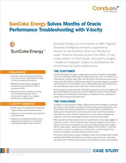 SunCoke Energy Solves Months of Oracle Performance Troubleshooting with V-locity