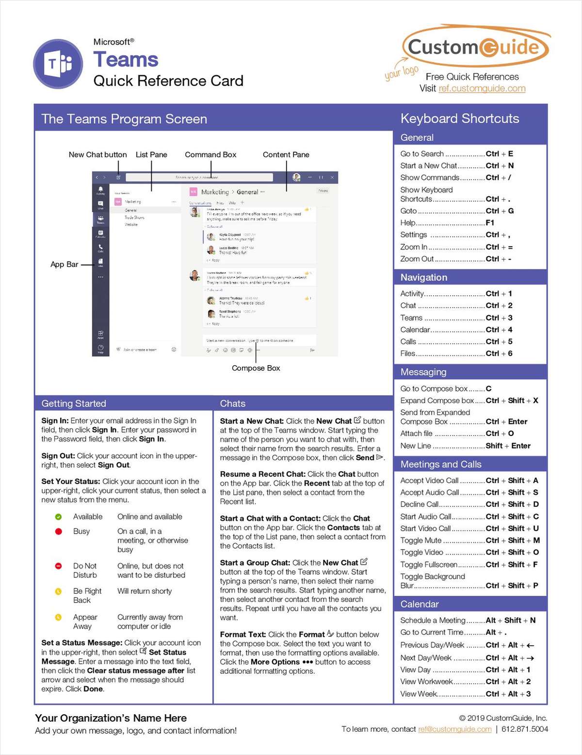 Microsoft Teams- Free Reference Card